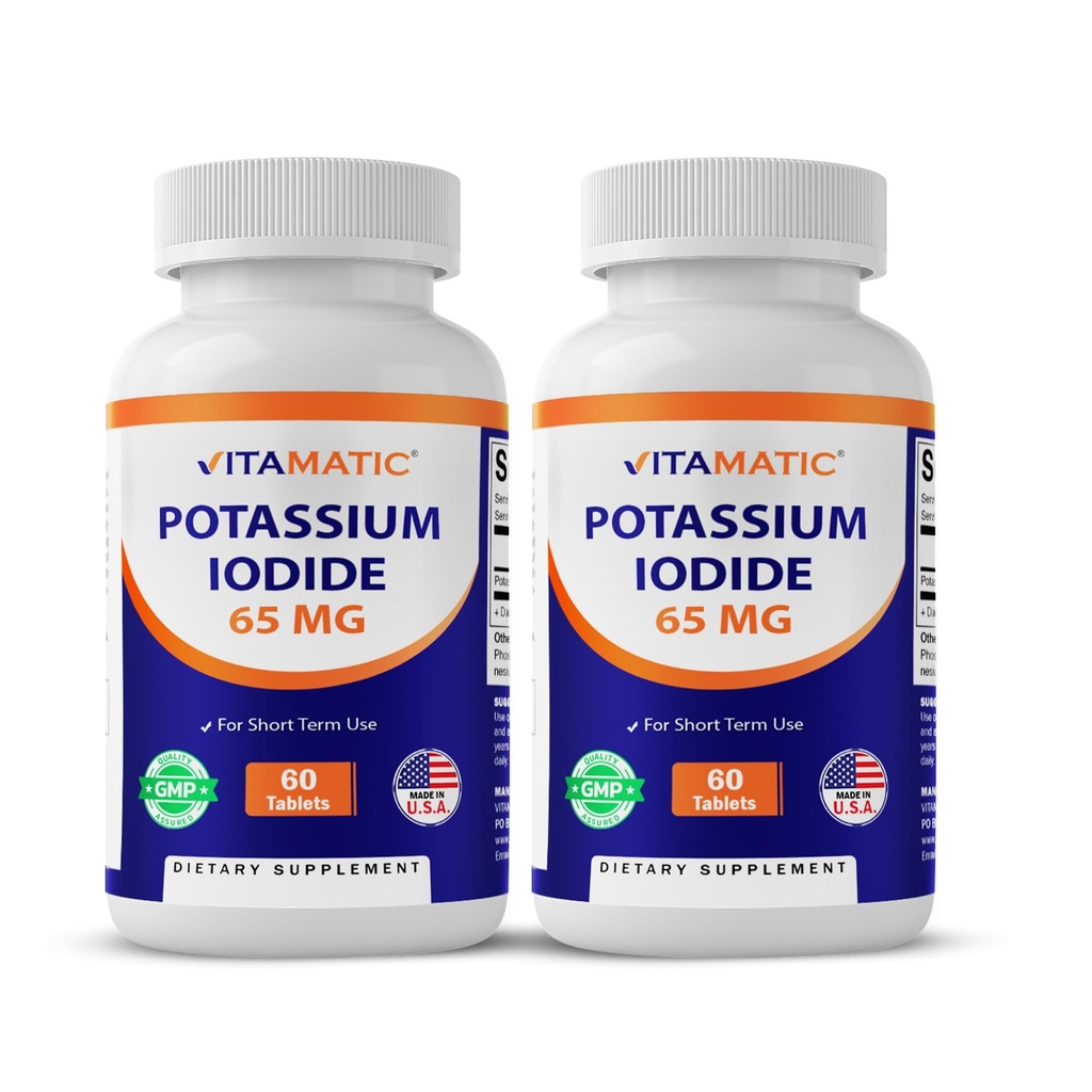 Vitamatic Kaliumjodide 65 mg per portie - 60 tabletten - schildklierondersteuning - KI pillen (60 tellingen (verpakking 2))