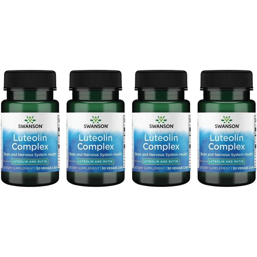 Swanson Luteoline Complex w/Rutin - Brain Support Supplement Promoting Memory, Mood & Cognitive Health - Natural Formula to Help Mainten Zenuwstelsel - (30 Veggie Capsules) 4 Pack