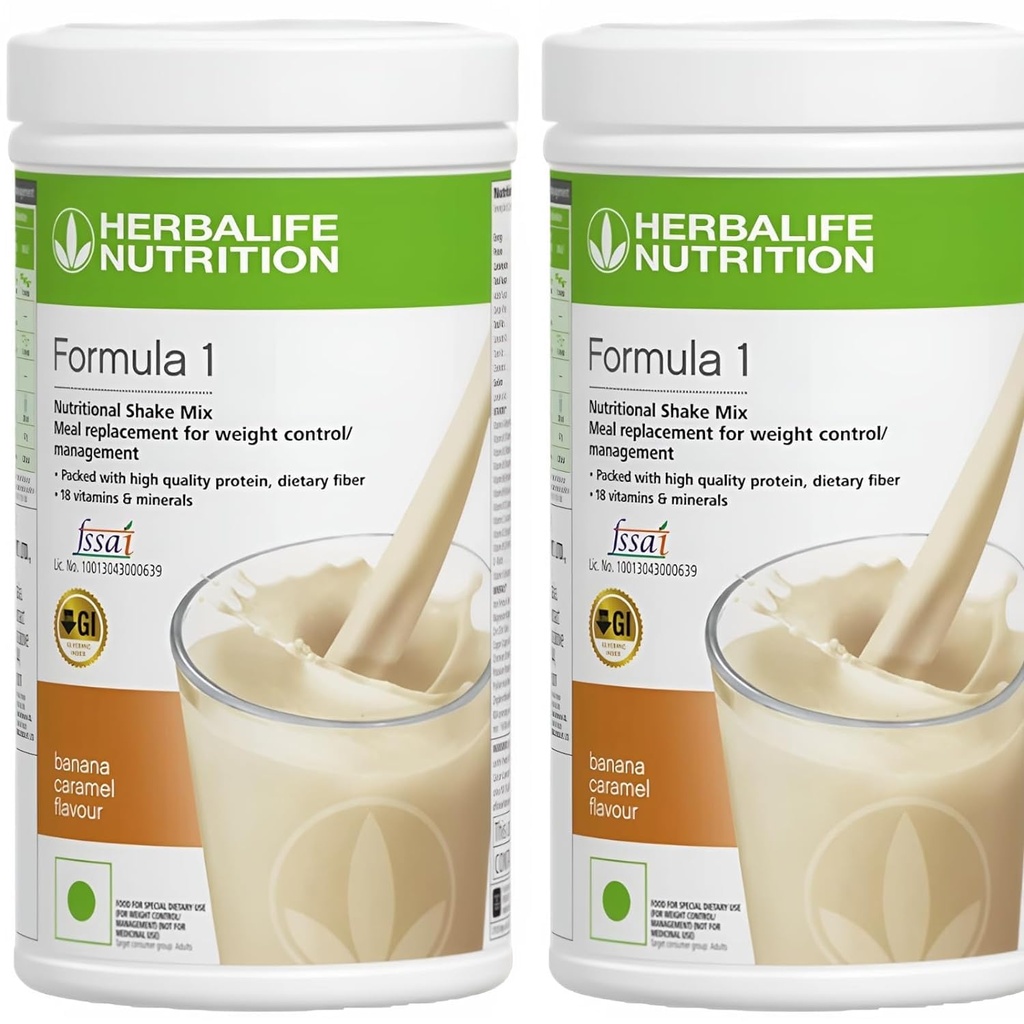 Herbalife Formula 1 Voedingsshake Mix - Verpakking van 2, 500g Elke - Herbalife Shake - Herbalife Proteïne Poeder - Herbalife Weight Loss Meal Replacement (Banana - Banana)