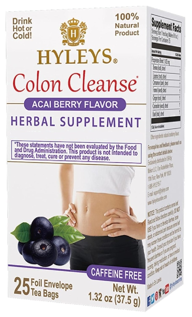 Hyleys Colon Cleanse Thee Acai Berry Smaak - 25 Theezakjes (12 Pack - 300 Theezakjes Totaal)
