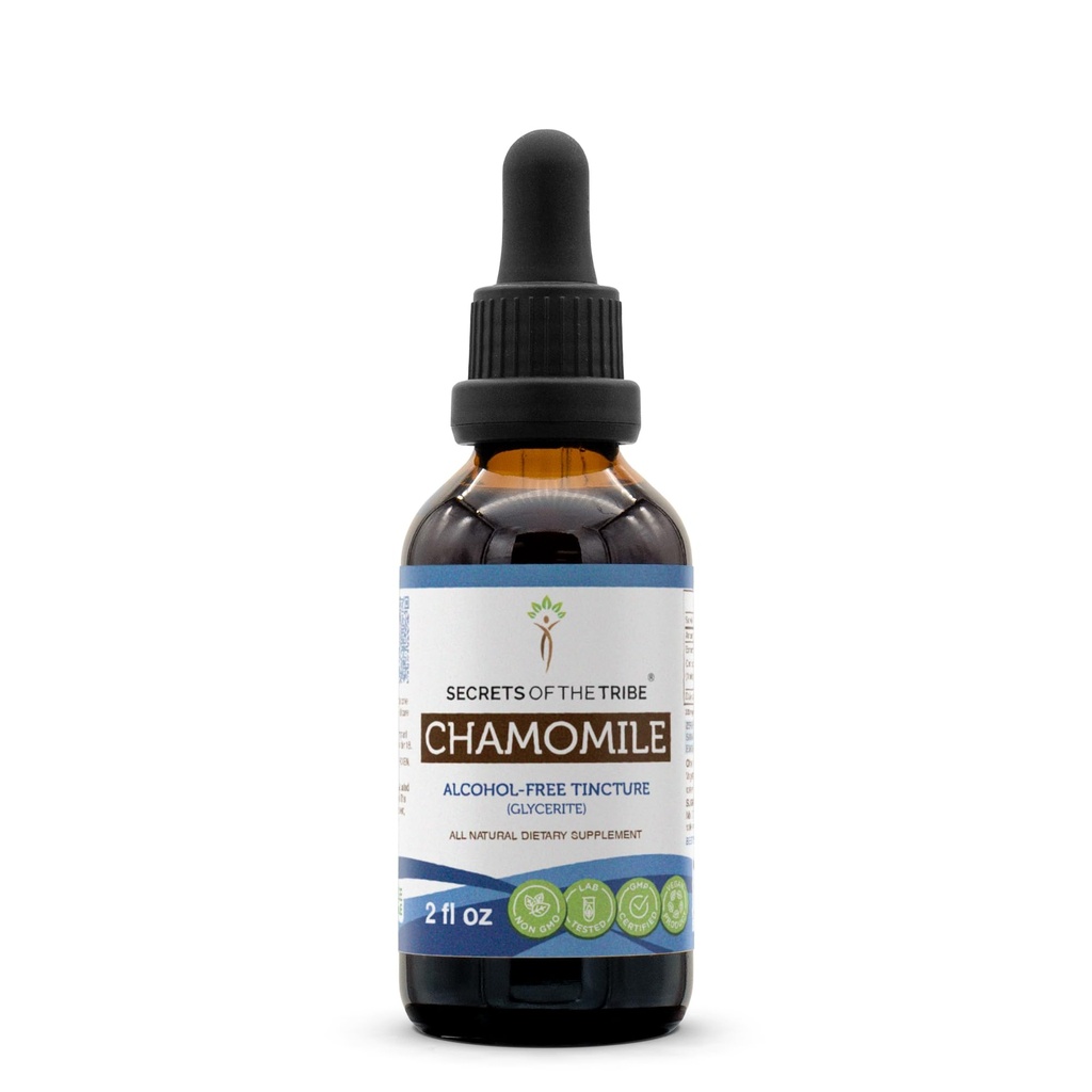 Geheimen van de stam kamille alcoholvrije vloeibare extract, kamille (Matricaria Recutita) Gedroogde bloem Tinctuur Supplement (2 FL OZ)