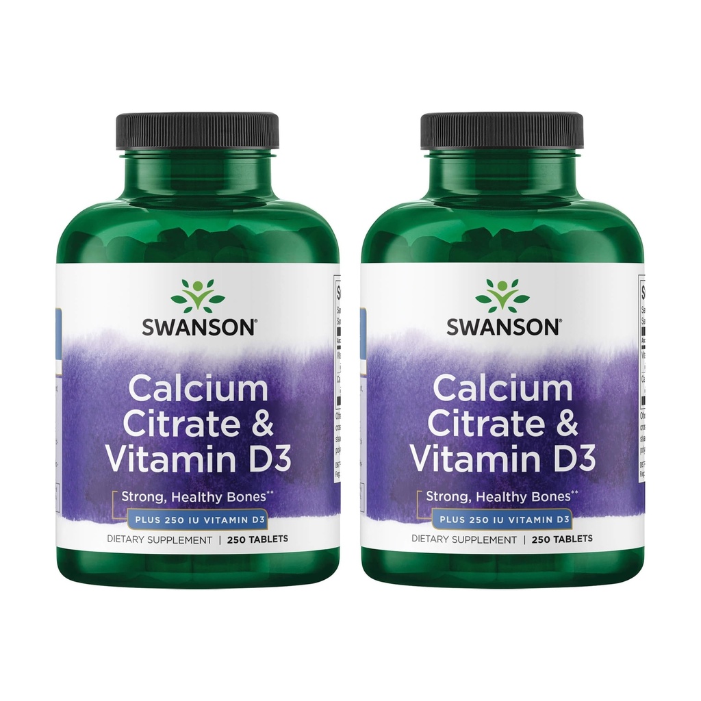Swanson Calciumcitraat & vitamine D3 250 Tabs (2 verpakkingen)