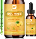 Sea Moss Liquid Drops - Organische Ierse Zee Moss Gel met Spirulina, Bladderwrack, Burdock Root, Pinapple Seamoss Gel Supplement voor Joint, Detox Cleanse & Digestie Ondersteuning - 2 Fl Oz, Vegan