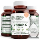 Natuurlijke Nutra vitamine C supplement voor kinderen en volwassenen, Immune Booster, helpt Bone Health, Bescherm huid en hart gezondheid, plantaardige bron, 500 mg, 100 Vegan Wafers