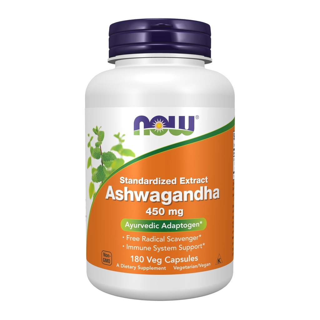 NOW Foods Supplements, Ashwagandha (Withania somnifera) 450 mg (Standardized Extract), 180 Veg Capsules