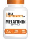BulkSupplements.com Melatonine 5 mg Softgels - Melatonine voor volwassenen, Slaapsupplement - 5mg Melatonine per Serving, Glutenvrij, 1 Softgel per Serving, 365 Tellen (Pack of 1)