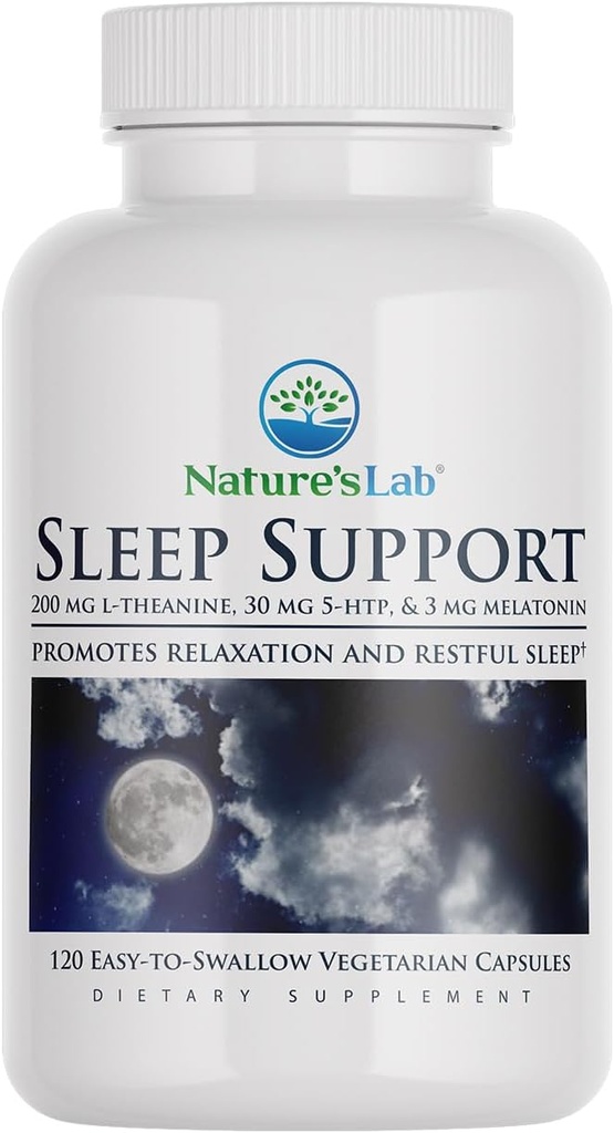 Nature's Lab Sleep Support Dieetsupplement - Bevat L-Theanine, 5-HTP & Melatonine - 120 Capsules (120 Day Supply)