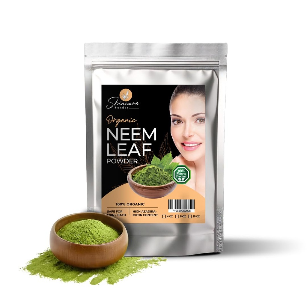 Biologische Neem Leaf Powder voor huid, haar en bad - Pure & Natural Verbetert Gloei 1 pond