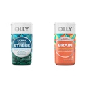 OLLY Ultra Sterkte Vaarwel Stress Softgels, GABA, Ashwagandha, L-Theanine en Lemon Balm & Ultra Strength Hersen Softgels, Nootropic, ondersteunt gezonde hersenfunctie, geheugen