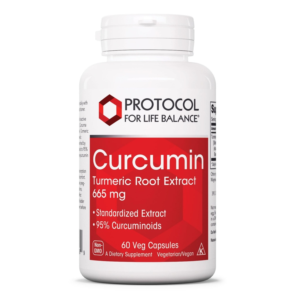 PROTOCOL VOOR LEVEN BALANS Curcumine Kurkumawortelextract - 95% Gestandaardiseerde Curcuminoïden - 665 mg Curcumine - Curcumine Kurkumasupplement - Niet-GMO & Kosher - 60 Veg Capsules