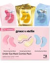 grace & stella Under Eye Mask - Reduce Dark Circles, Puffy Eyes, Undereye Bags, Rimpels - Gel Under Eye Patches, Vegan Cruelty-Free Self Care (72 Pairs, GoldPinkBlue)
