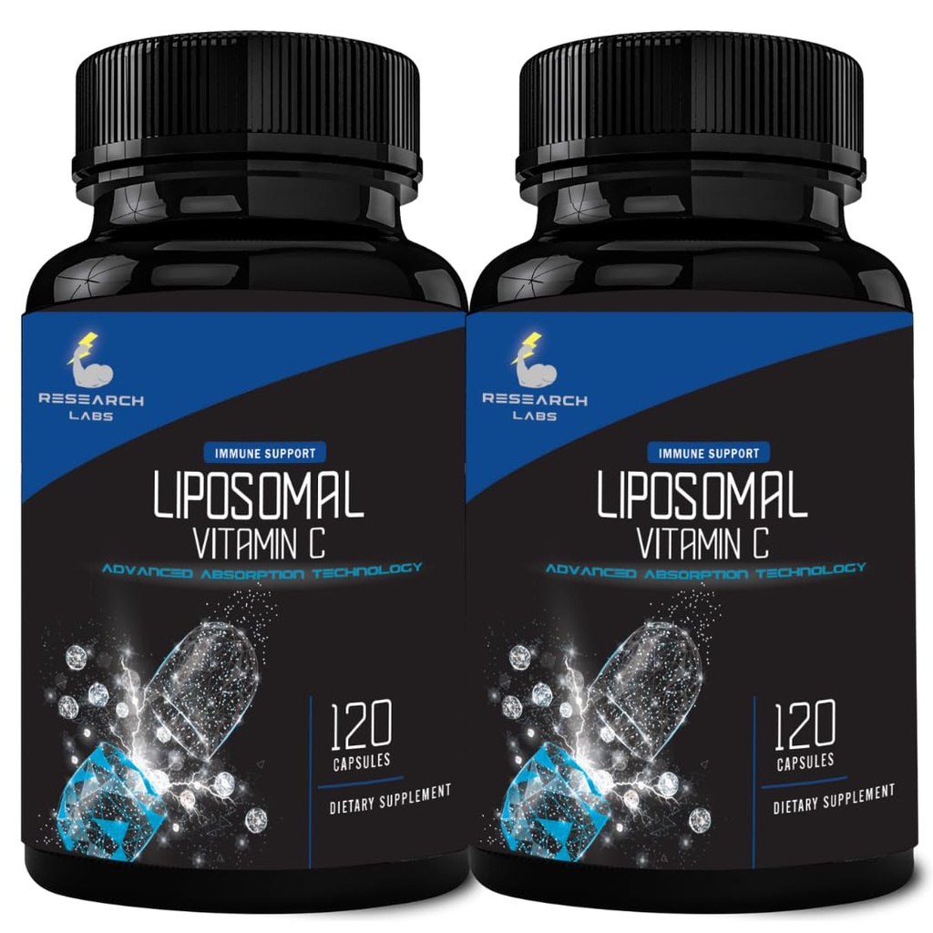 Onderzoek Labs Liposomal Vitamine C Supplement w/Enhanced Absorptie LipoQuil-CTM 2 Fer 1 ad 240 Capsules Totale Immune Support Collageen Booster Hoge dosis vetoplosbare Vita C 1000mg Gebufferd Niet GGO