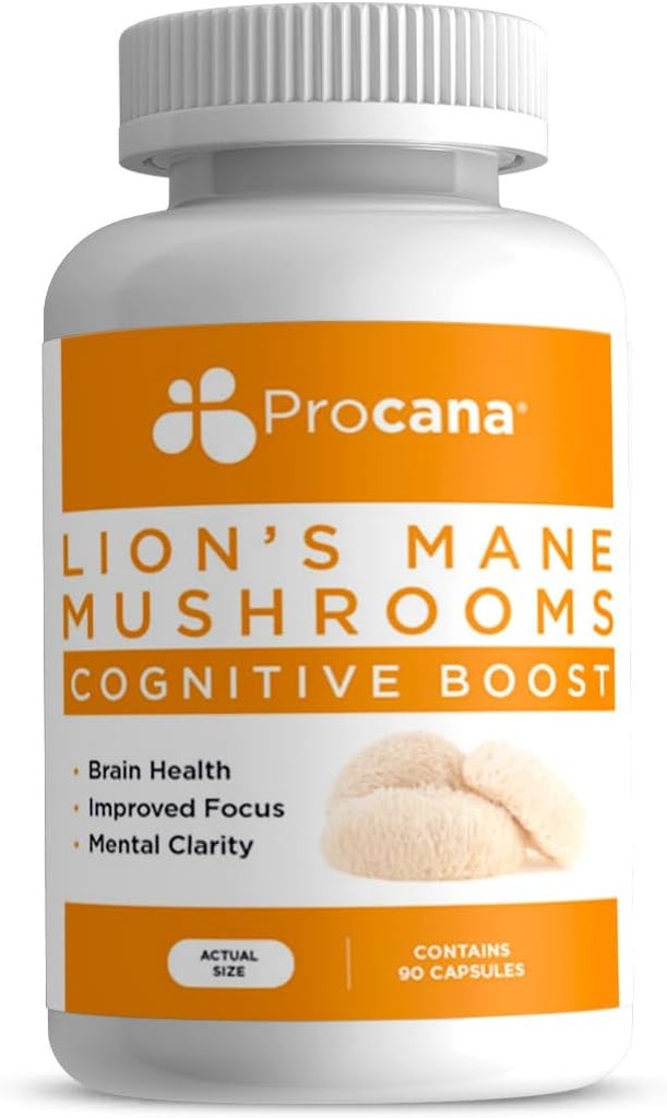 Lions Mane Mushroom Capsules (Extra sterkte 1.500mg/serving) voor Brain Health, Mental Clarity, Memory and Focus. 45.000mg per fles 90ct