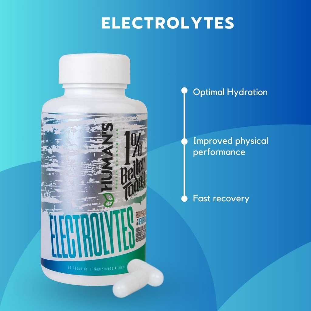 Human's LAB Health Electrolyte Complex Capsules, Advanced Hydration, Physical Performance and Recovery Ondersteuning, 90 Capsules