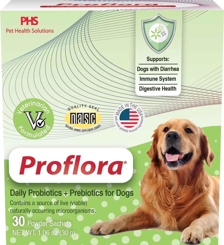 Probiotica voor honden - Complete Gut Health & Immune Ondersteuning. Gemakkelijk te gebruiken Digestieve Multi-Strain Probiotica. Gemakkelijkere dieetovergangen, gezondere huid & jas & helpt behandelen diarree. 30 Pakketten.