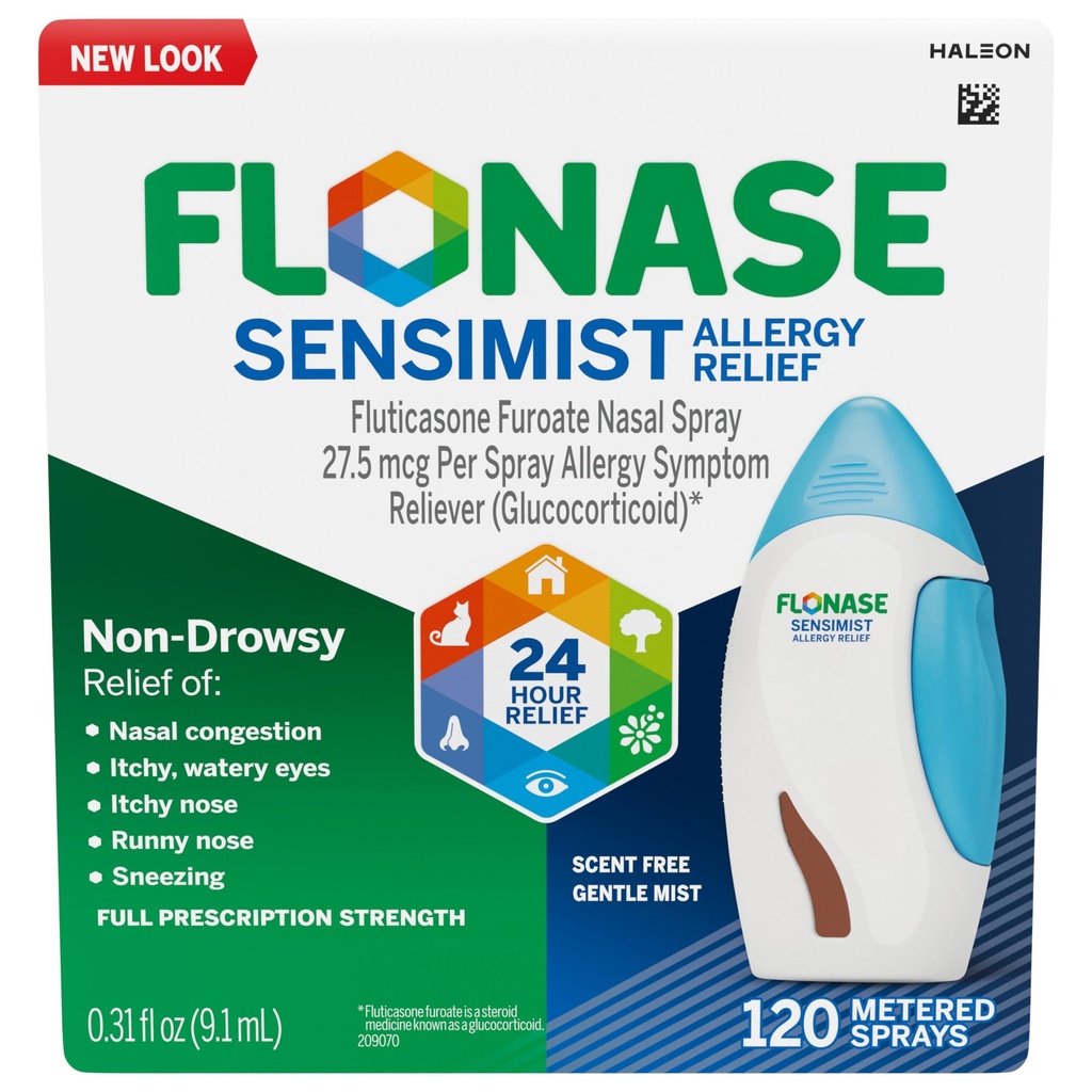 Flonase sensimist Allergie Relief Nasal Spray voor Niet-Drowsy, 24-uurs Multi-Symptoom Allergie Relief 120 Sprays