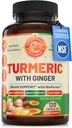 Biologische Kurkuma Curcumin met Ginger & Black Pepper, 2 maanden voorraad. Ondersteunt Heart Health, Brain Health & Joint Health. Max Absorptie Kurkuma Supplement. NSF Certified, Made in USA. 120 capsules.