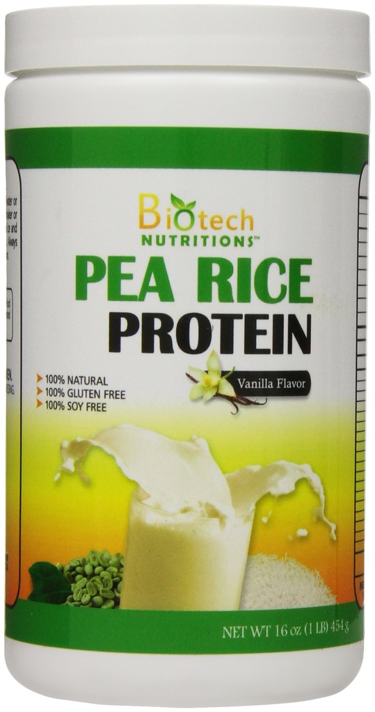 Pure niet-GMO Pea Rice Protein, Vanille, 16 Ounce