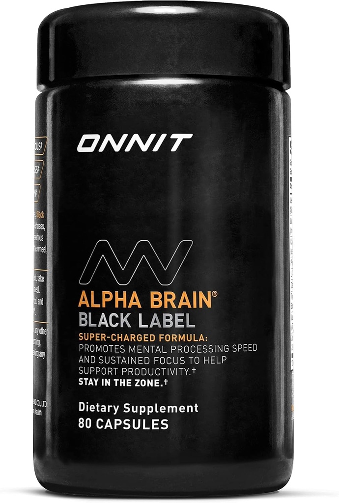 ONNIT Alpha Brain Black Label Capsule (80ct) Premium Citicoline Brain Supplement 