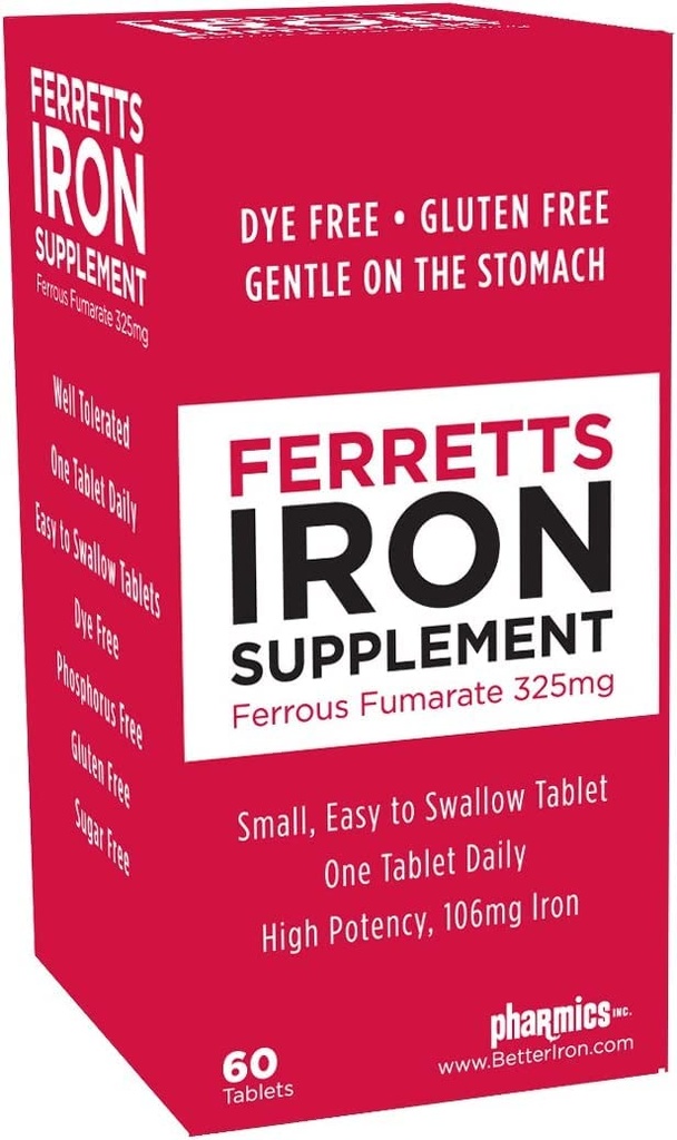 IJzertabletten 325mg Ferrous Fumarate 2 Pack (120 Totaal)