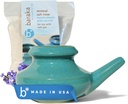 Baraka Neti Pot Tool Kit - Snurken & Saline Solution, handgemaakte Keramische afwasmachine Veilig met 2oz Mineraal Zeezout voor neusreiniging & Sinus Rinse Perfect voor Allergie verlichting bij volwassenen & kinderen (Jade)