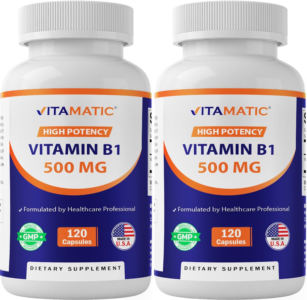 Vitamatic Vitamatic B1 (Thiamine) 500mg 2 Pack (120 Capsules Totaal)
