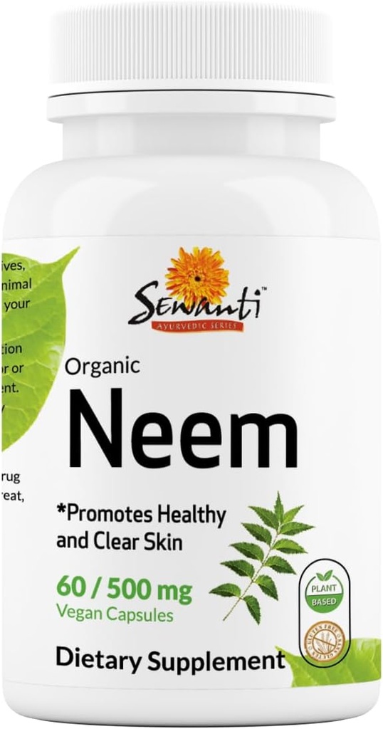 Sewanti Neem Capsules - High Potency Extract Capsule, Herbal Supplement for Skin Health & Immune Support - Digestief Balance Capsules 500mg
