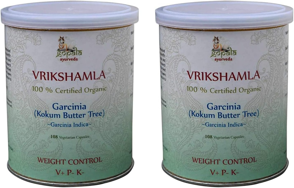 GOPALA AYURVEDA VRIKSHAMLA Capsules (USDA Certified Organic) Ayurvedic Herb 108 Vcaps of 500mg Each (Pack of 2)
