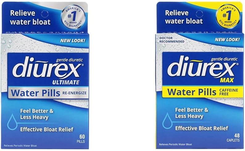Diurex Ultimate Re-Energizing 60 Graaf Max Cafeine-Free 48 Tellen Maximale sterkte Water Pillen Bloat Relief Bundels