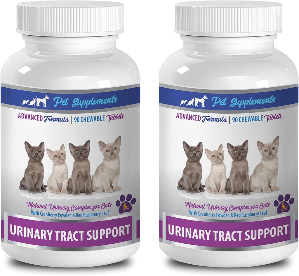 Urinaire Tract Supplementen voor Katten - Urinaire Tract Ondersteuning - voor Katten - Natuurlijke Formule - CHEWABLE - kat Marshmallows - 2 Fles (180 Kauwen)