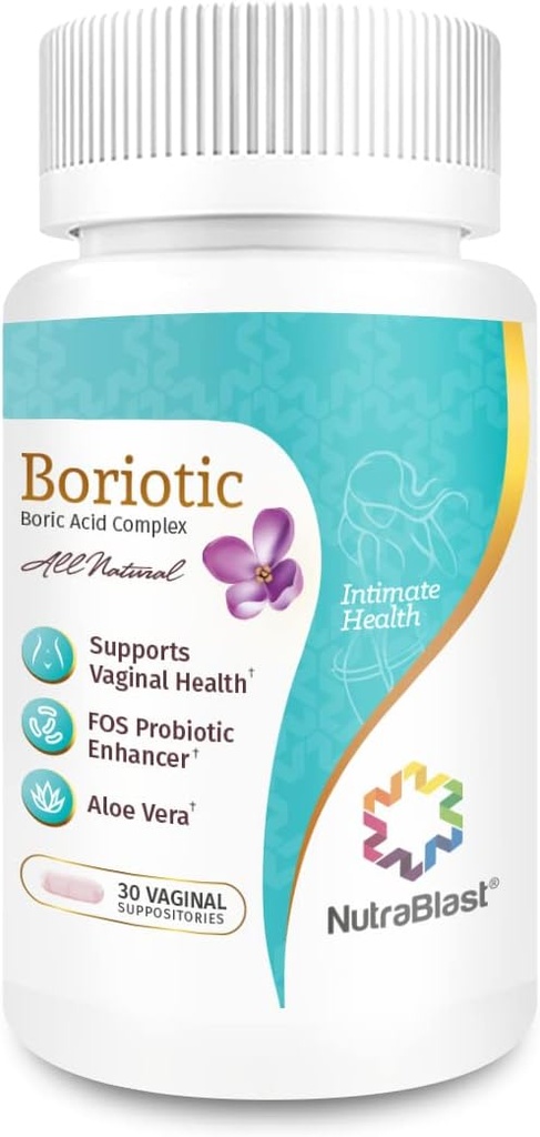 NutraBlast Boorzuur Vaginale Supportories Complex w/Aloe Vera & FOS Prebiotic Enhancer Alle natuurlijke Boriotic 
