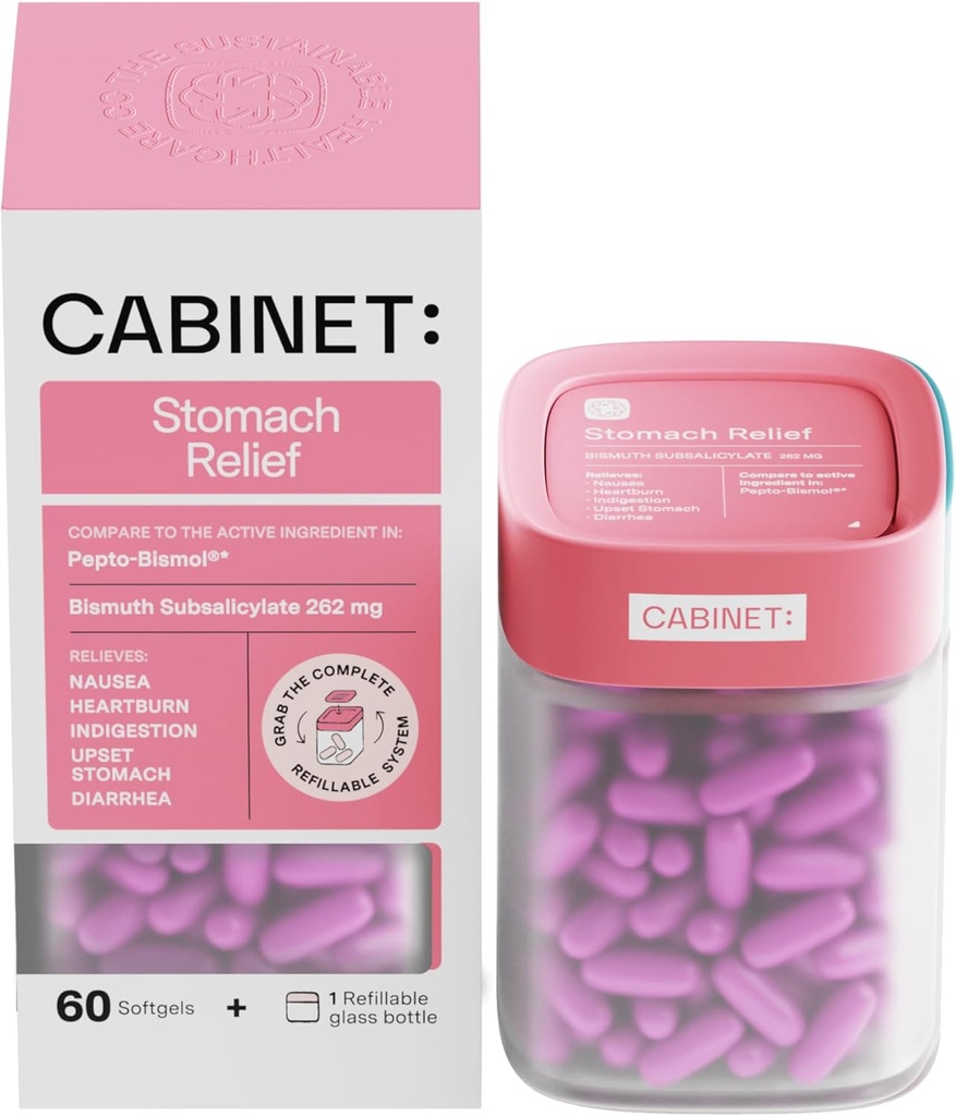 Kabinet: Maagreliëf Bismut Subsalicaat 262mg, 60 Graaf Anti-Diarree Relief voor Gestoorde Maag, en Indigestie (Starter Kit)