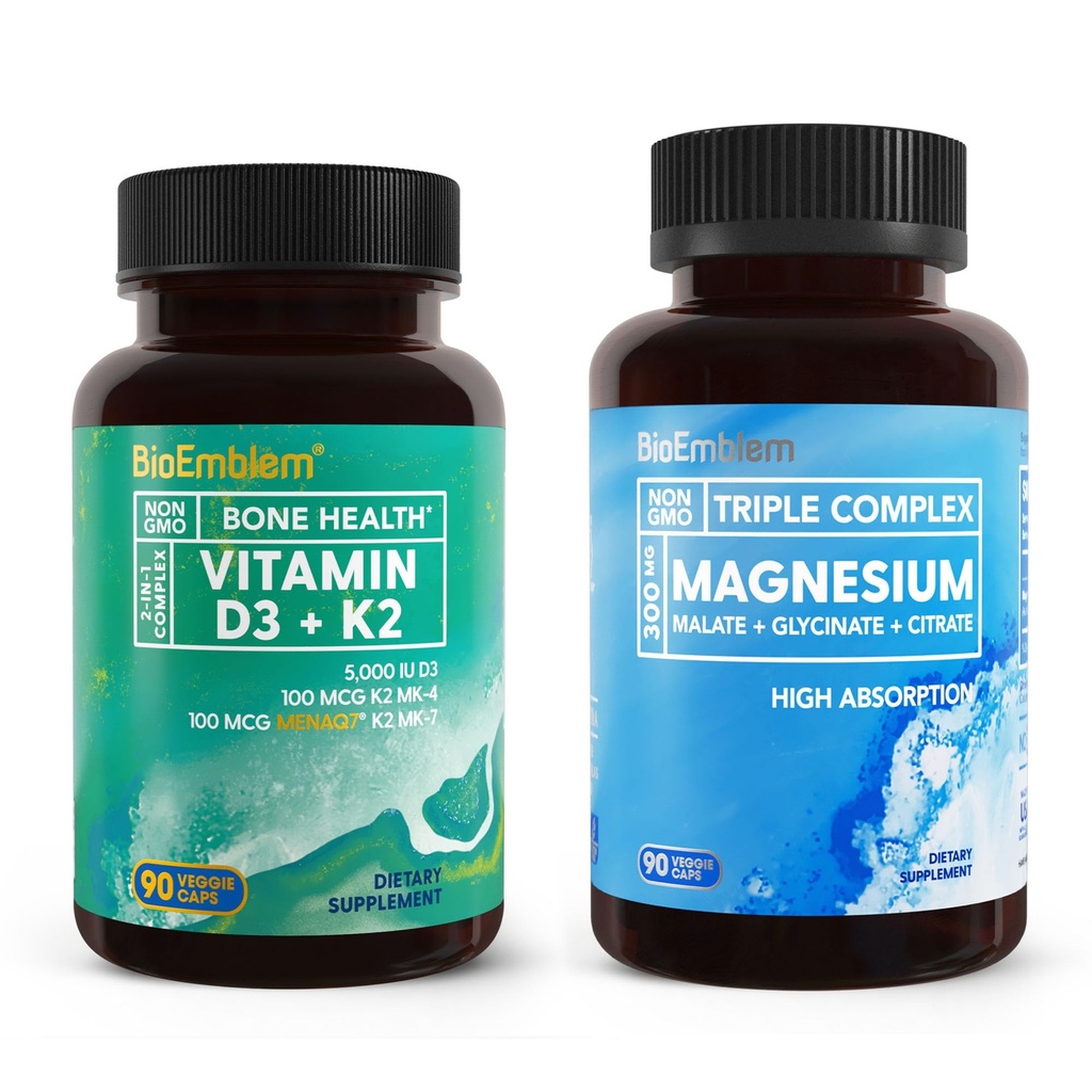 BioEmblem Triple Magnesium Complex Pair met vitamine D3 K2