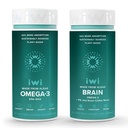 Iwi Omega-3 & Brain Omega-3 Bundle, 30 Servings, Vegan Plant Based Algen Omega 3 met EPA + DHA, Krill & Fish Oil Alternative, No Fishy Aftersmaak