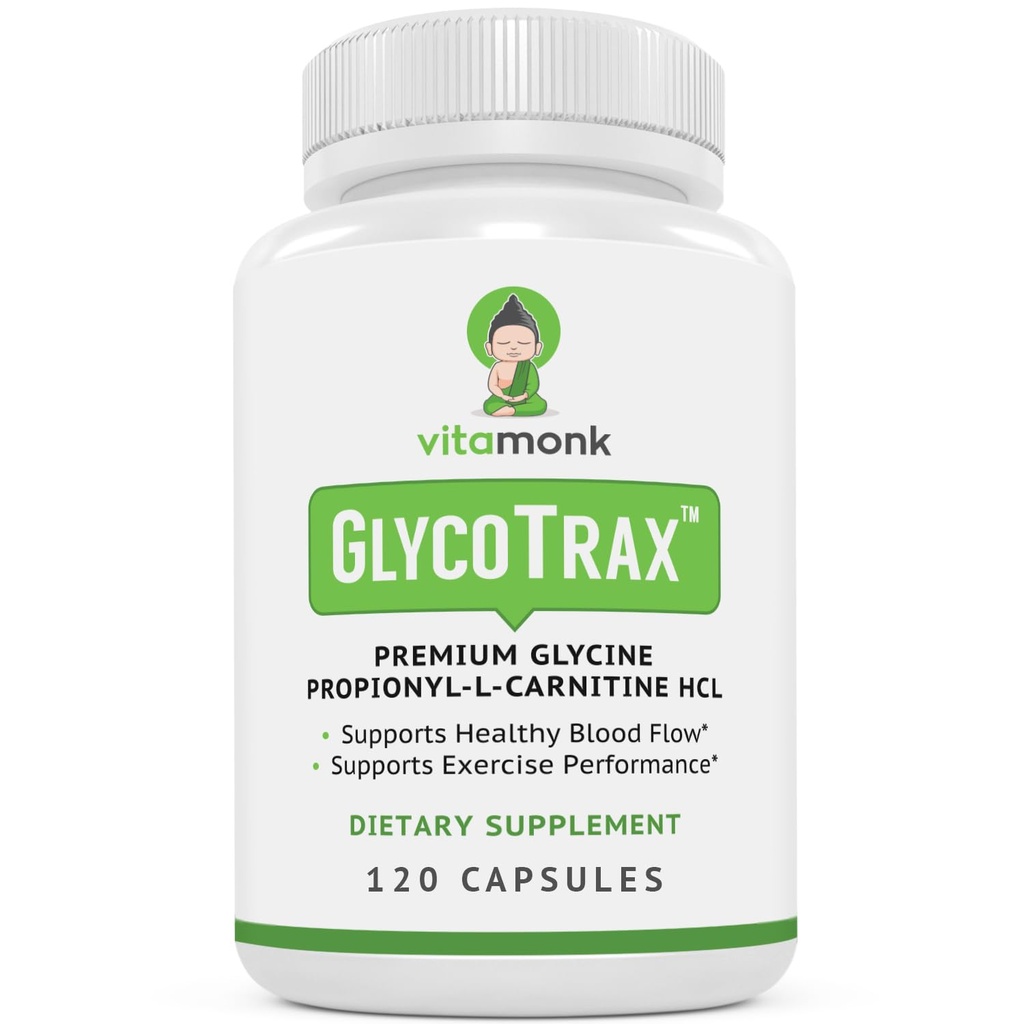 VitaMonk GlycoTraxTM GPLC Extra Large Bottle - 120 Capsules van hoog-absorptie Glycine Propionyl-L-Carnitine zonder kunstmatige fillers - Glycine Propionyl L Carnitine Supplement