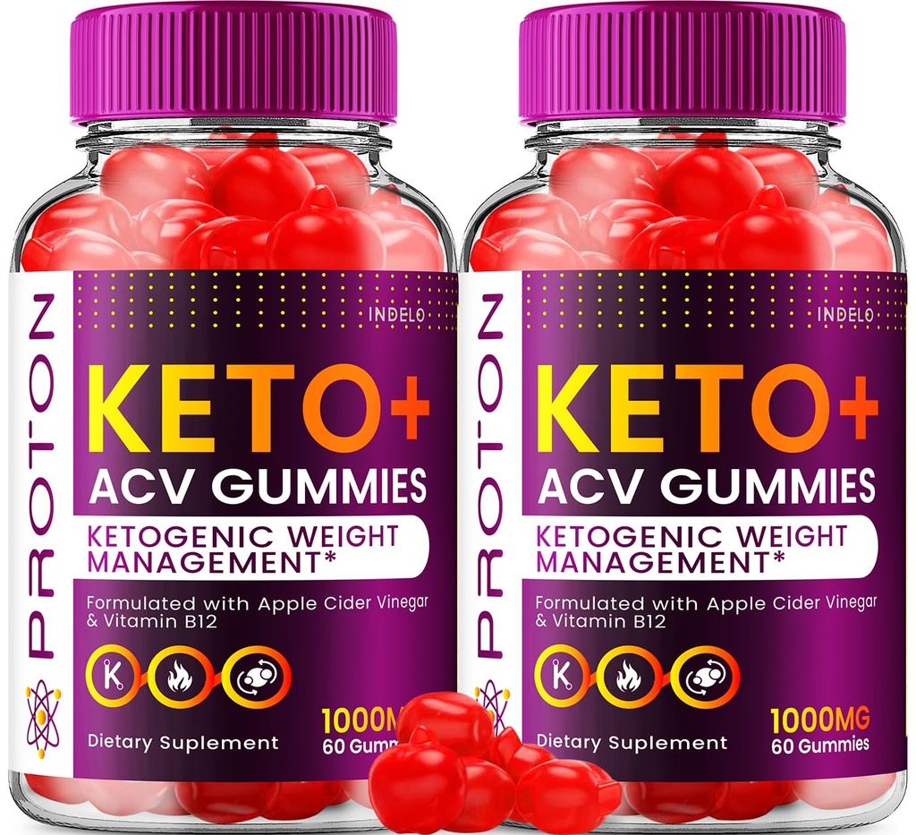 (2 Pack) Proton Keto ACV Gummies Advanced, Proton Keto + ACV Gummies 1000mg, Proteïne Apple Cider Vinegar Gummy Proton Gummies Reviews, Proton Keto+ACV Vitamine B12 (120 Gummies)