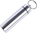 Silver Small Portable Pill Box Keychain, Aluminium Alloy Mini Pill Organizer Case Container for Purse,Waterproof Metal Pill Holder Medicine Bottle for Outdoor Camping Travel Pill Box