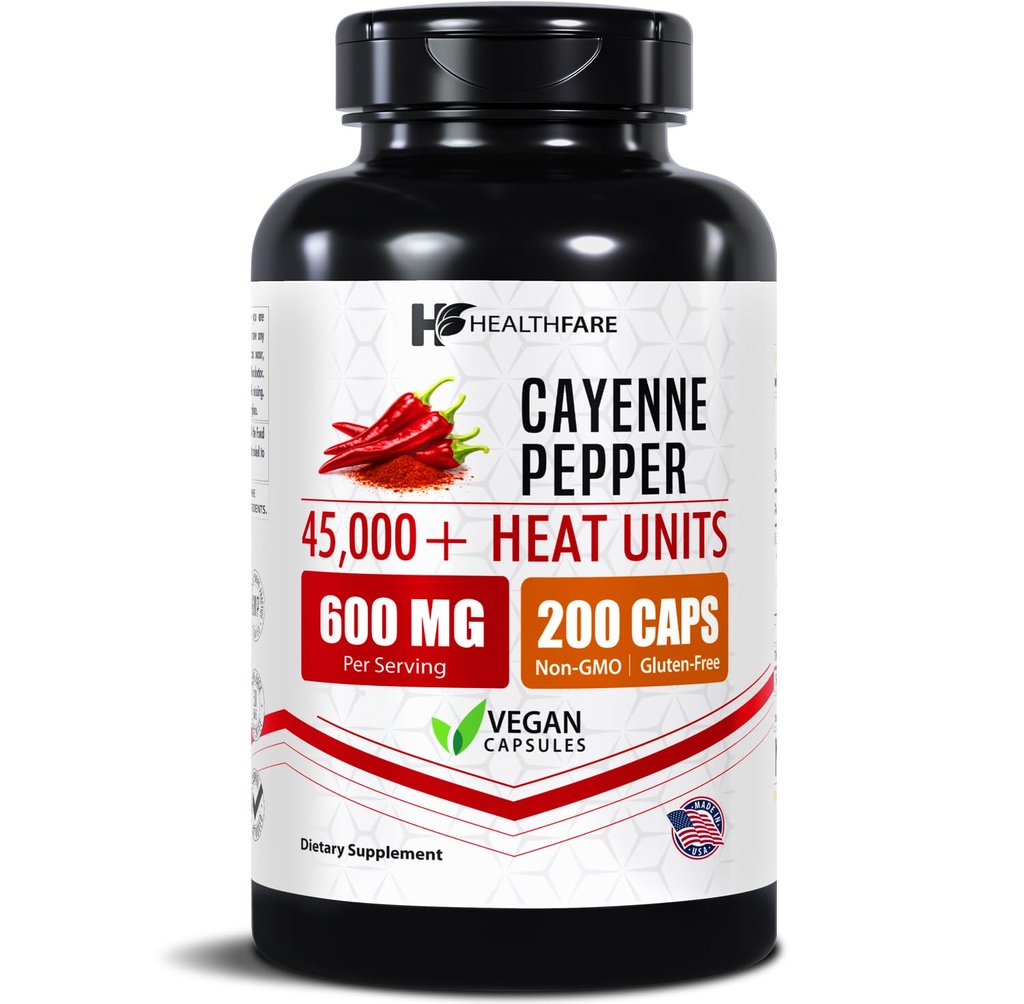 HealthFare Cayenne Pepper Capsules 600mg 
