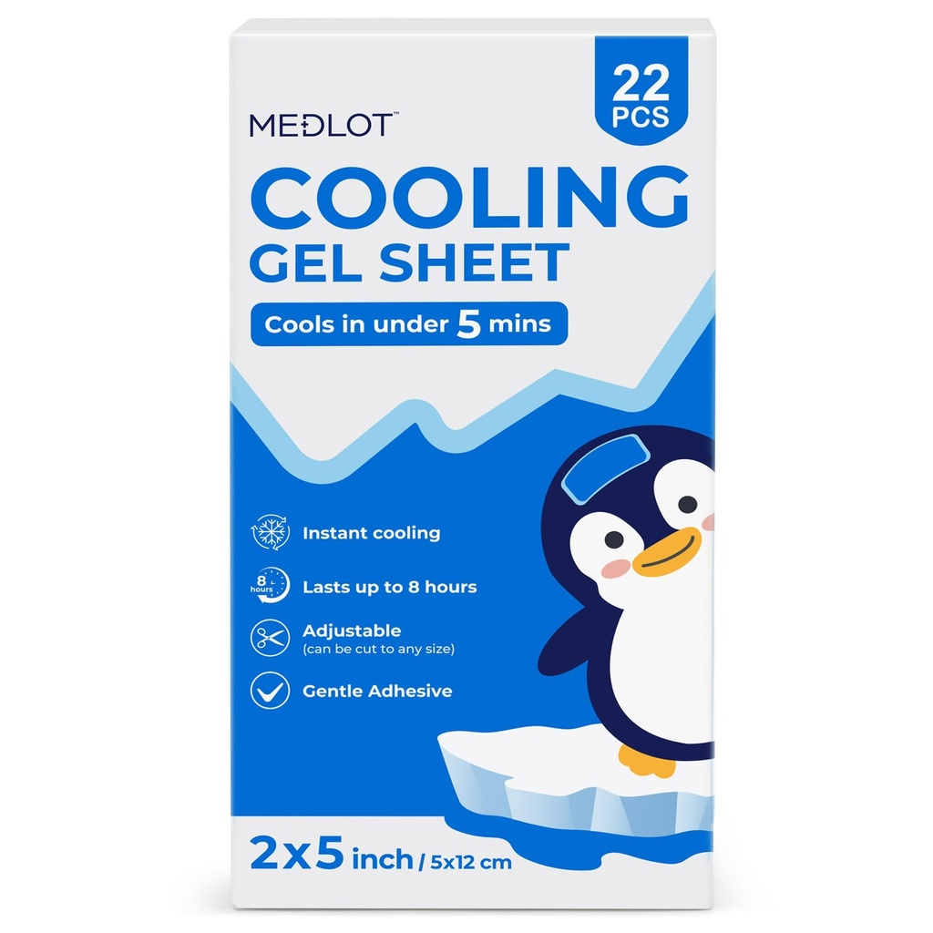 LotFancy Fever Patch for Kids, 22 Sheets, Fever Reducer, Baby Cooling Pads, Gel Cool Patch for Fever, Headache Relief, 4.7 x2 Inch