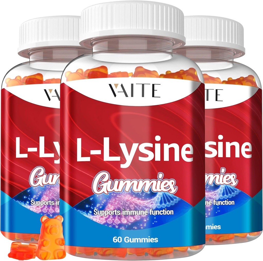 L-Lysine 1000mg Gummies - Ondersteunt huid, Lip, Veganist, Glutenvrij, 60 Kauwbare Lysine voor volwassenen, Vitaminen Weefsel Gezondheid & Immuun Systeem, Aminozuur Vitamine Supplement & Complexe Supplementen (3 Pack)