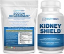 Biologische natriumbicarbonaat alkalinesupplement bundel: 1LB poeder voor alkaliniteit, zuurneutralisator en nierondersteuning + 120 caps nierschild voor niergezondheid, reiniging & Omega 3
