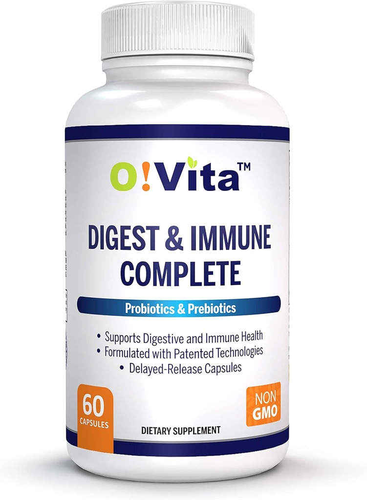 Digest & Immune Complete Probiotics & Prebiotics for Women & Men, Supports Digestive & Gut Health, Supports Nutrient-Absorption & Immune Health (60 Non-GMO Capsules)