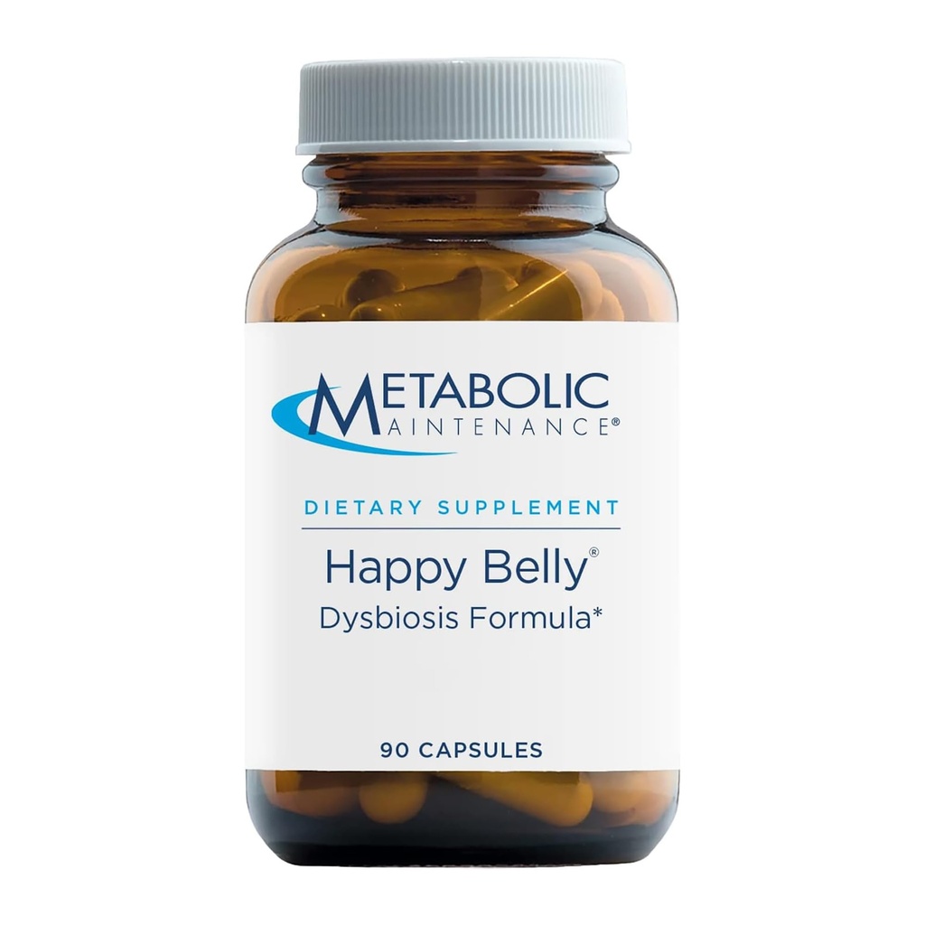 Metabolische Onderhoud Happy Belly - Gut, GI + Detox Ondersteuning met Caprylzuur, Zwarte Walnoot, Olive Leaf + Barberry Supplement - Help handhaven Normale Digestieve Gezondheid + Balans (90 Capsules)