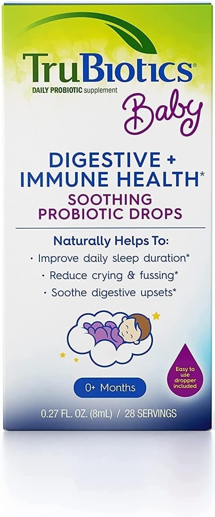 TruBiotics Baby Probiotic Drops, Daily Infant Probiotics Newborn+, Helpt Occasional Tummy Discomfort, Ondersteunt het ontwikkelen van immuunsysteem, 0,27 Fl Oz (28 Servings)