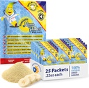 Voedingsdesigns, Prebiotische Nanavlokken met Inuline, 100% Pure Bananavlokken, Hoge Proteïne & Prebiotische Vezel, Digestieve Wellness, voor Volwassenen & Kinderen 4+ (25 Single-Serve Packs)