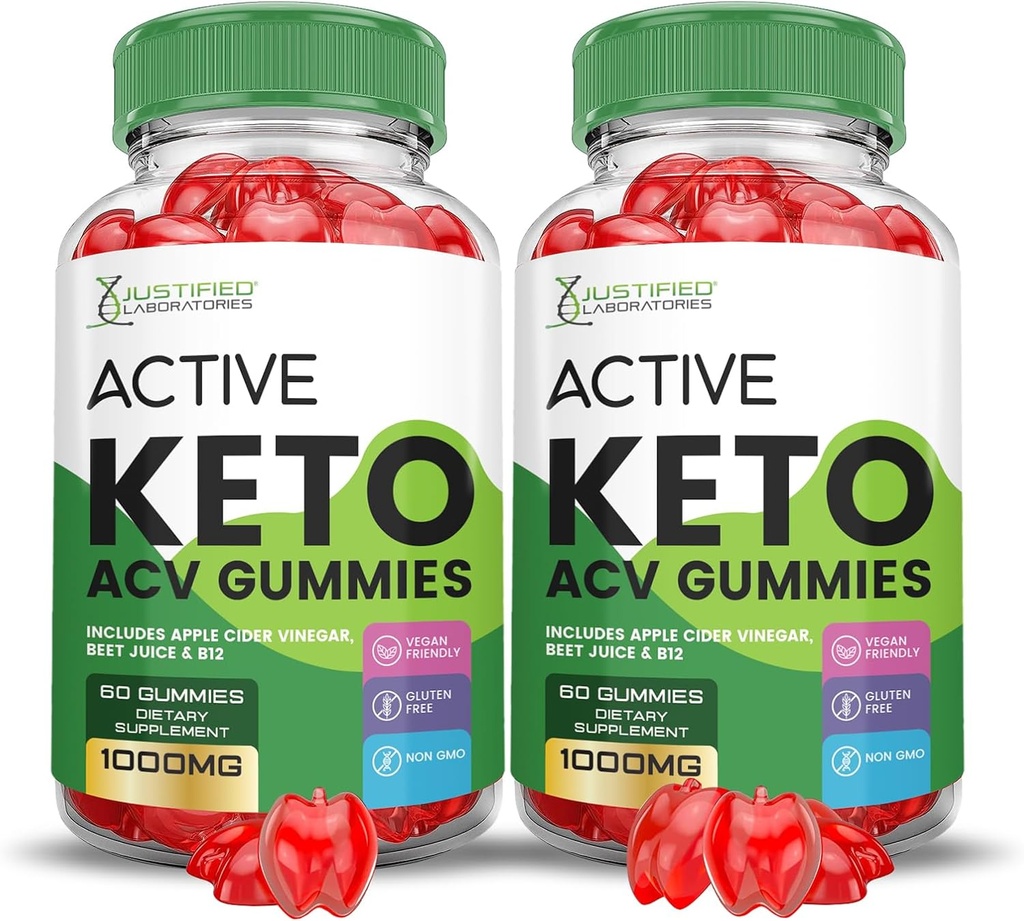 (2 Pack) Actieve Keto ACV Gummies Geavanceerde Formule 1000MG ActiveKeto Keto Gummies Apple Cider Vinegar Geformuleerd met Granaatappel Beet Sap Poeder B12 Vegan Non GMO 120 Gummys