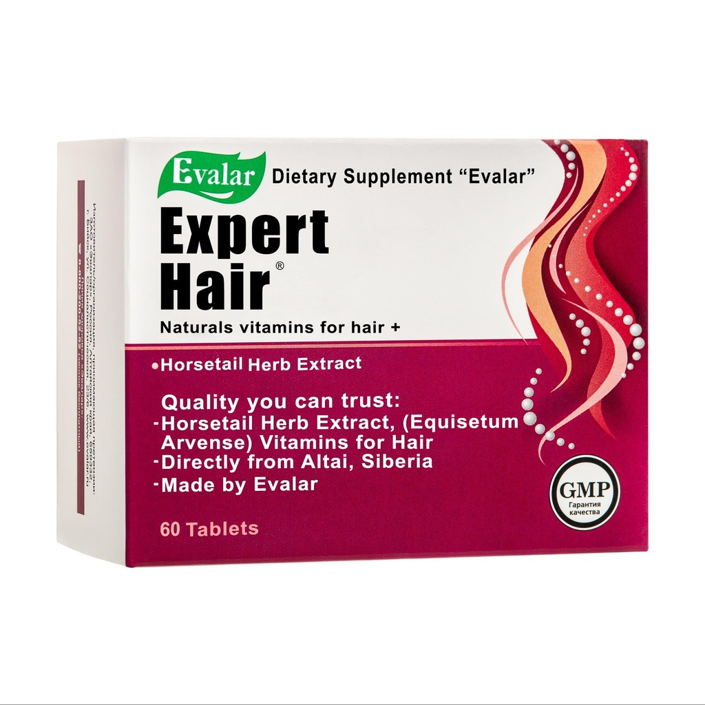 Evalar Expert Hair Horsetail Herb Equisetum Arvense Extract Siberische Altai w Vitaminen 60 Tabs