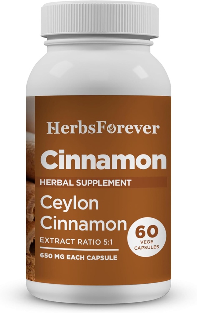 Herbsforever Ceylon Cinnamon Capsules Algemene Wellness Ondersteuning Supplement Hoge Potentie 800 Mg Extract 60 Vege Capsules
