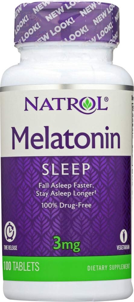 Natrol Melatonine 3 mg Slaaptijd Release Dieetsupplement tabletten 100 ea (verpakking van 4)
