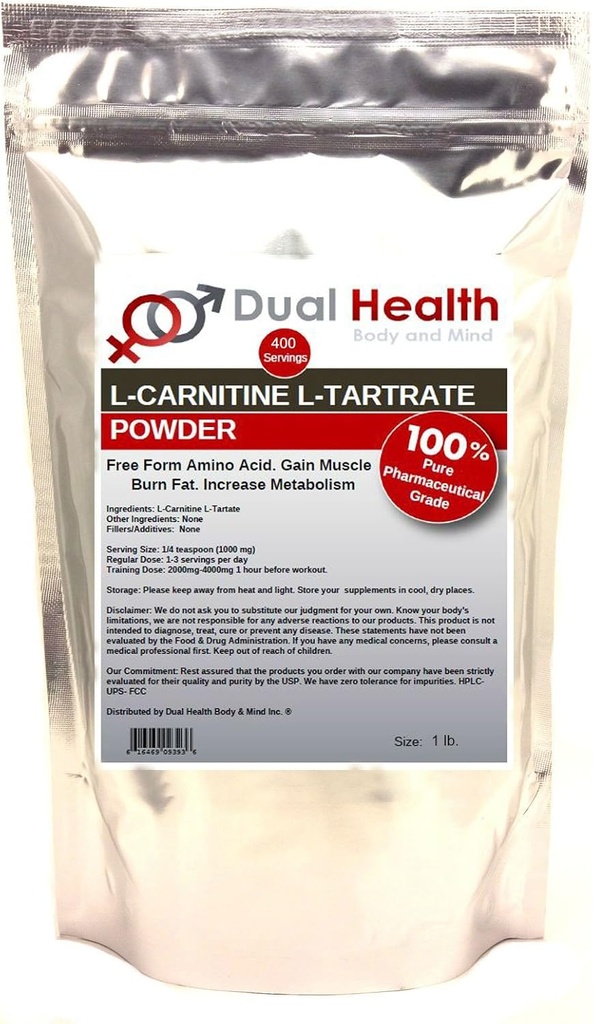 Pure L-Carnitine L-Tartrate Poeder (1 lb) Bulksupplementen